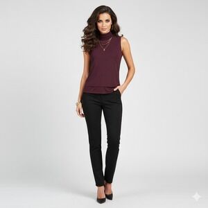 Calvin Klein Top Women L Purple Micromesh Lightweight Minimalist Modern Layering